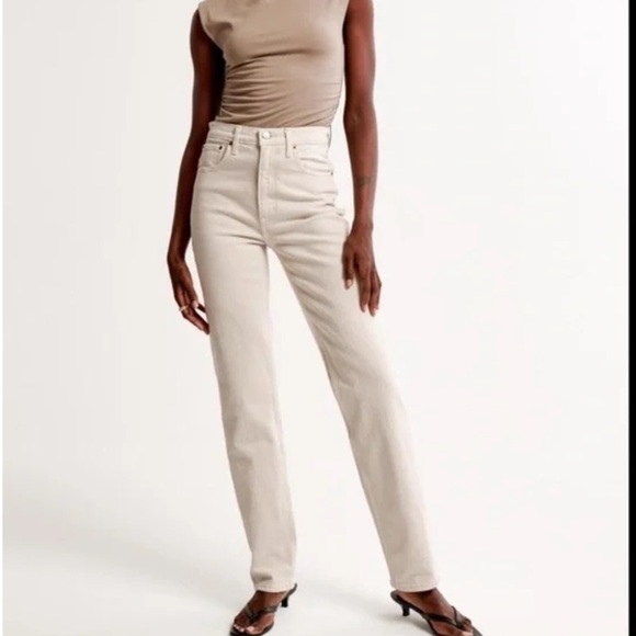 Abercrombie & Fitch Denim - Abercrombie & Fitch Women’s Cream Ultra High Rise Ankle Straight Jeans, sz 34/18